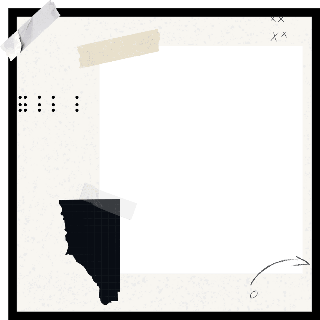 Transparent abstract layout with teal and taped elements