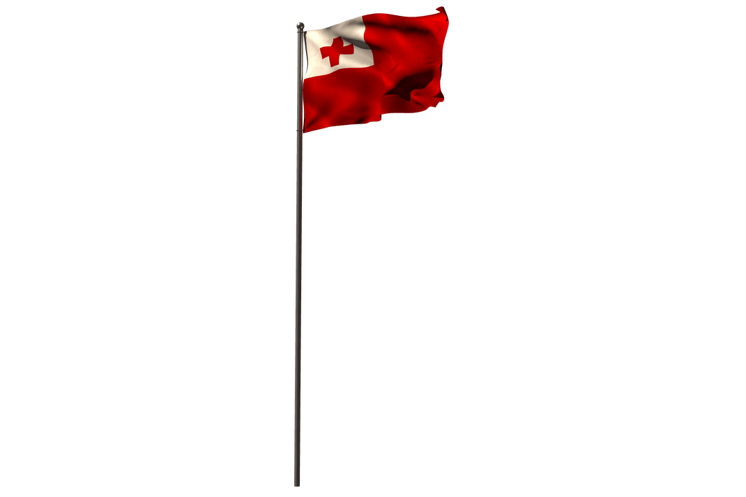 Waving Tongan Flag on Transparent Background