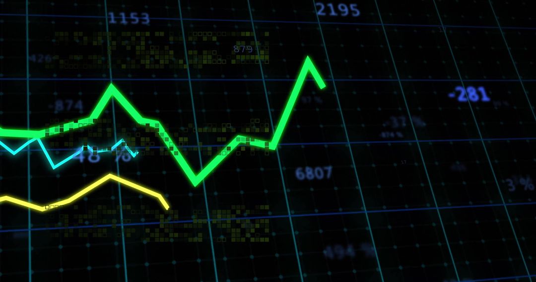 Digital Stock Market Analysis Display with Graphs