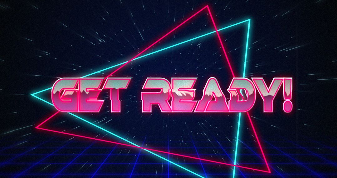 Retro Futuristic 'Get Ready' Glitch Poster Design