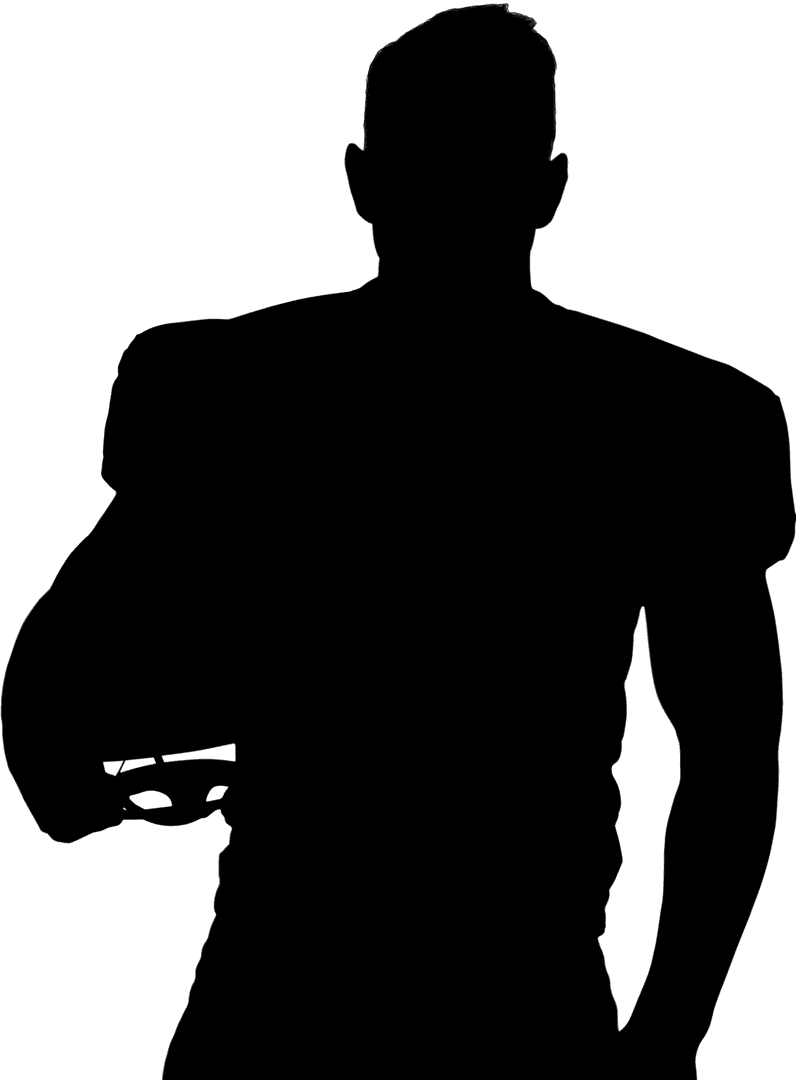 Silhouette of American Football Player Standing with Helmet Transparent