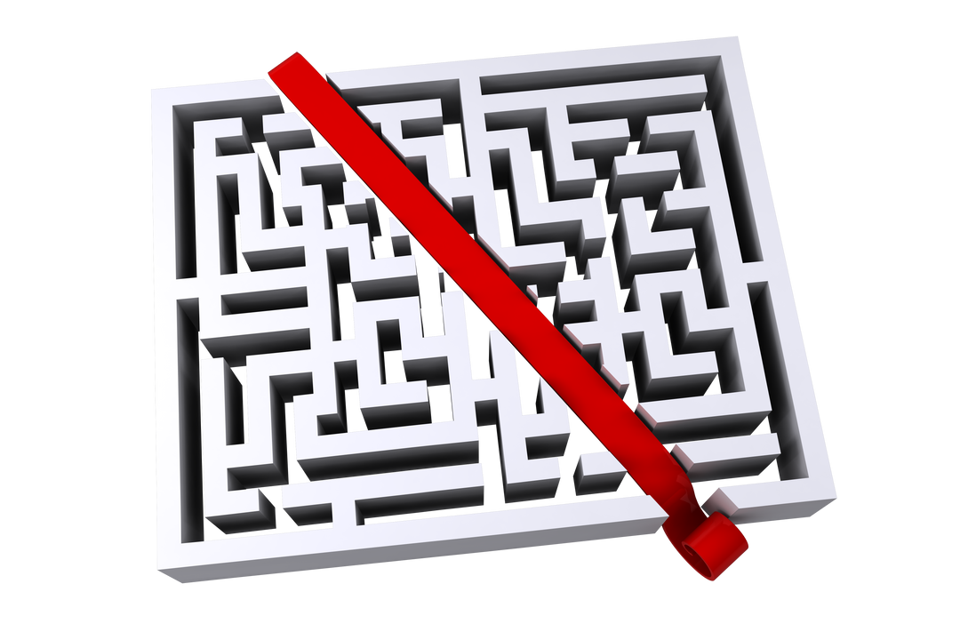 Red Path Cutting Diagonally Through Maze, Transparent Background - Download Free Stock Images Pikwizard.com