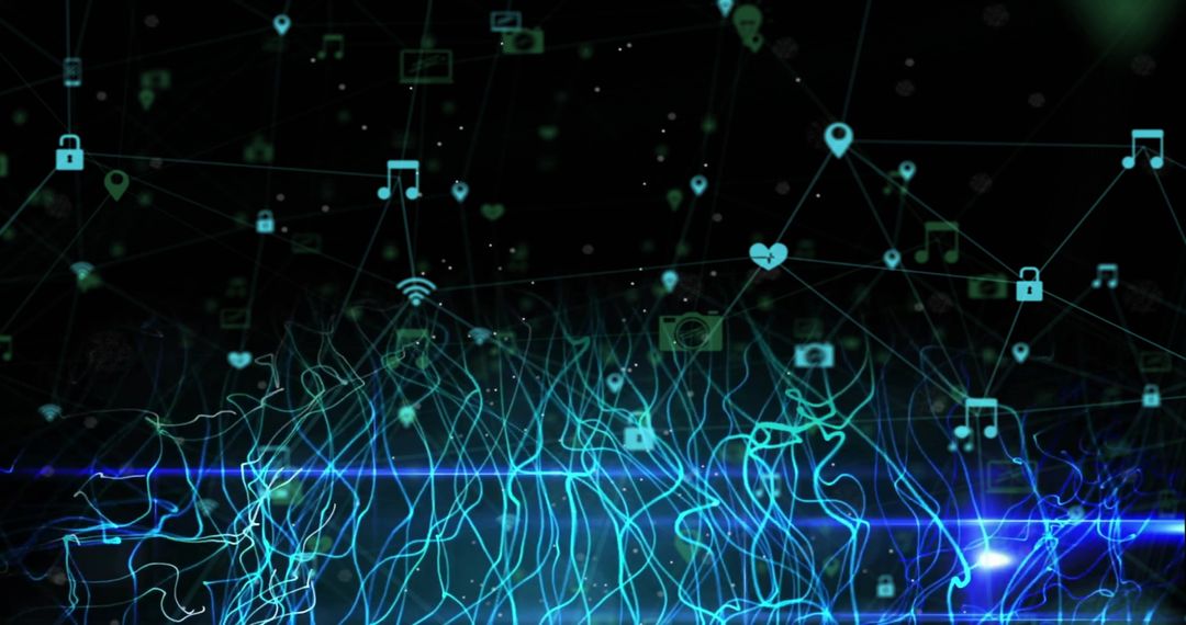 Abstract Digital Interface with Futuristic Network Icons