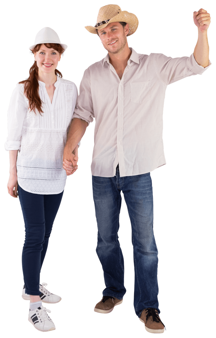 Smiling Couple Holding Hands With Transparent Background Celebration