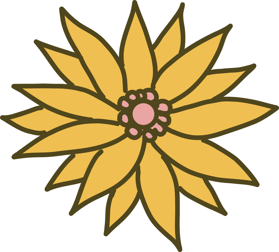 Yellow Flower with Transparent Background in Minimalistic Design