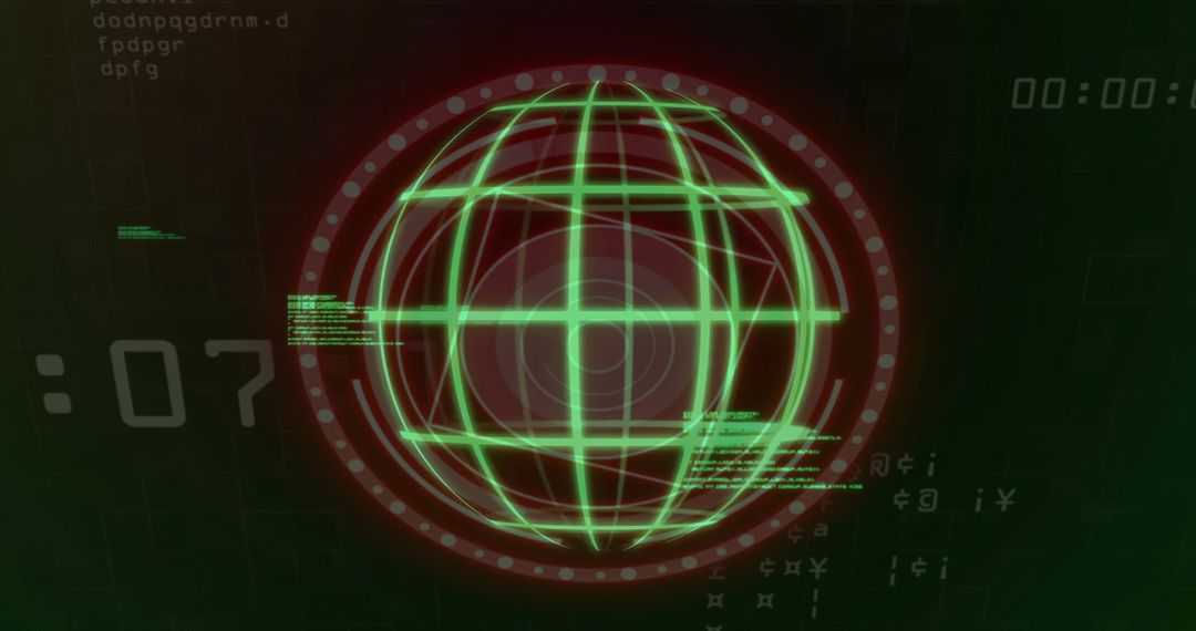 Futuristic Digital Globe with Data Streams and Scanning Interface