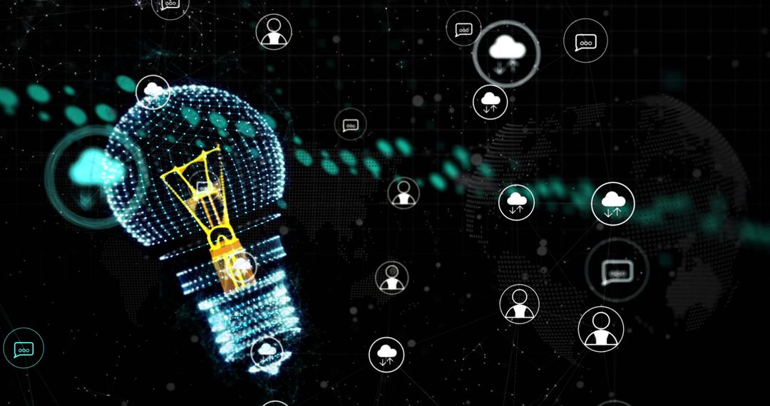 Digital Lightbulb Illustrating Global Technology Concept