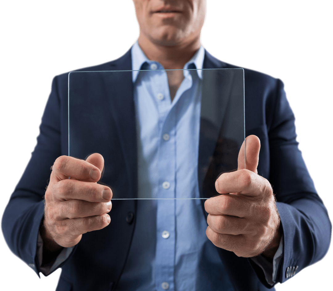 professional holding transparent digital interface mockup display - Download Free Stock Images Pikwizard.com