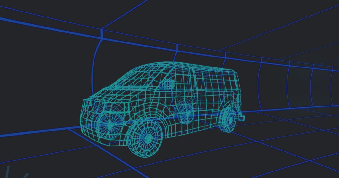 Digital 3D Wireframe Van in Futuristic Setting - Free Images, Stock Photos and Pictures on Pikwizard.com