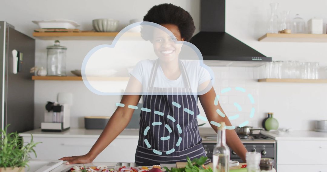 Joyful Woman Preparing Fresh Meal in Modern Kitchen