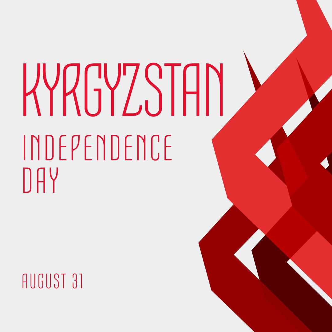 Kyrgyzstan Independence Day Celebration Art with Red Abstract Designs