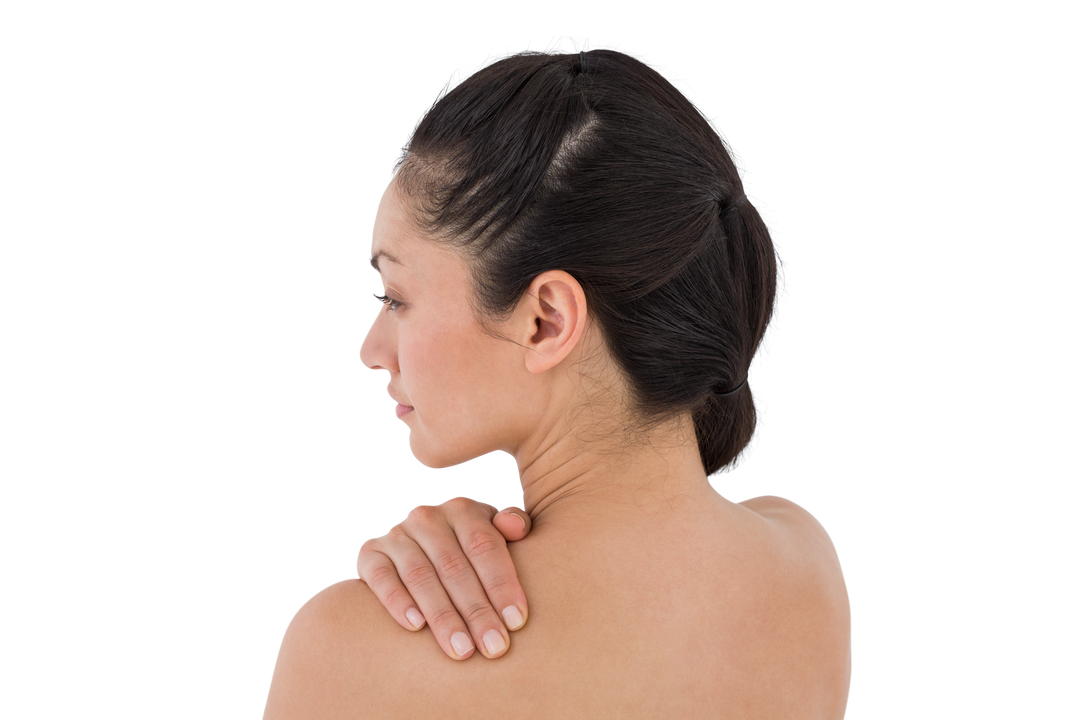 Transparent Image Woman Touching Painful Shoulder with Thoughtful Expression - Download Free Stock Images Pikwizard.com