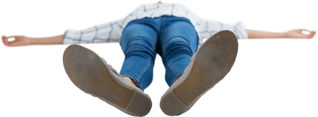 Transparent Woman Lying Down with Arms Outstretched