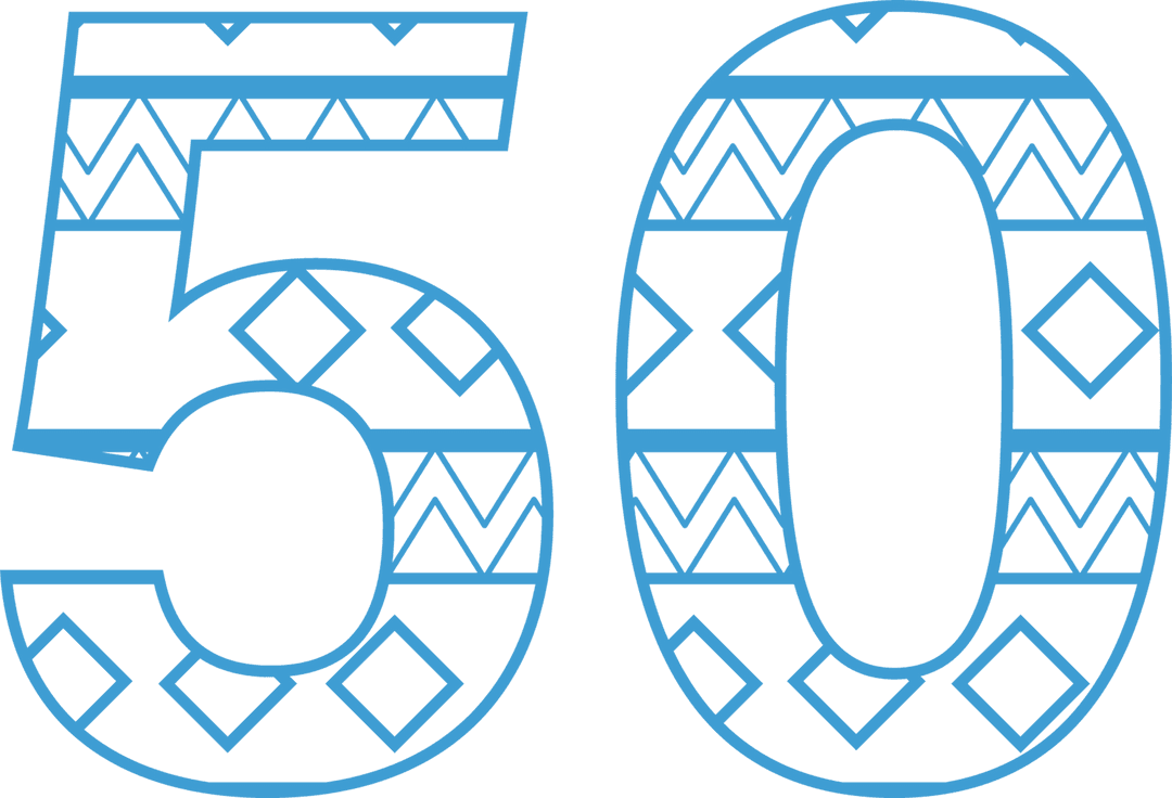 Stylish Transparent Number 50 with Geometric Pattern