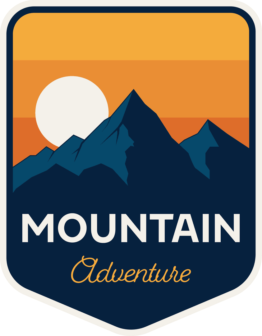Mountain Adventure Emblem on Transparent Vector Background