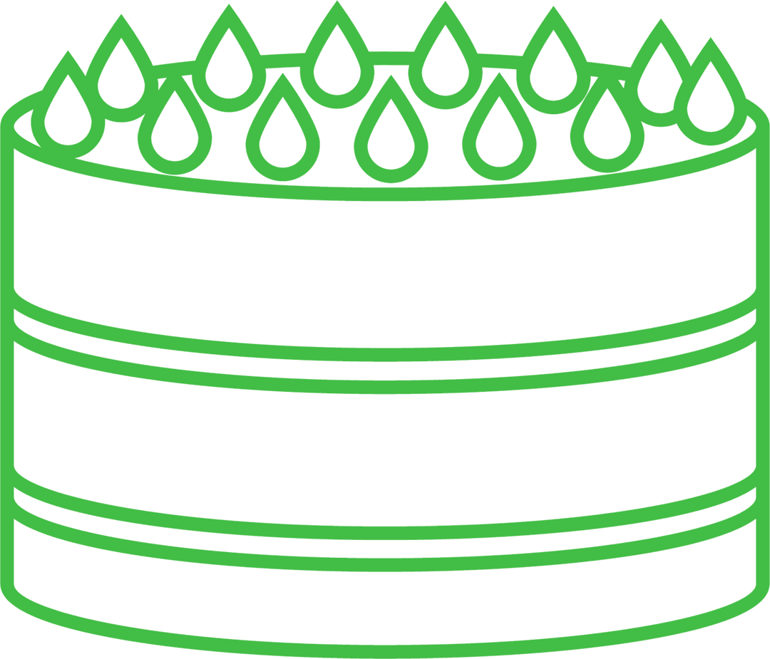 Green Cake Icon on Transparent Background for Celebration Themes