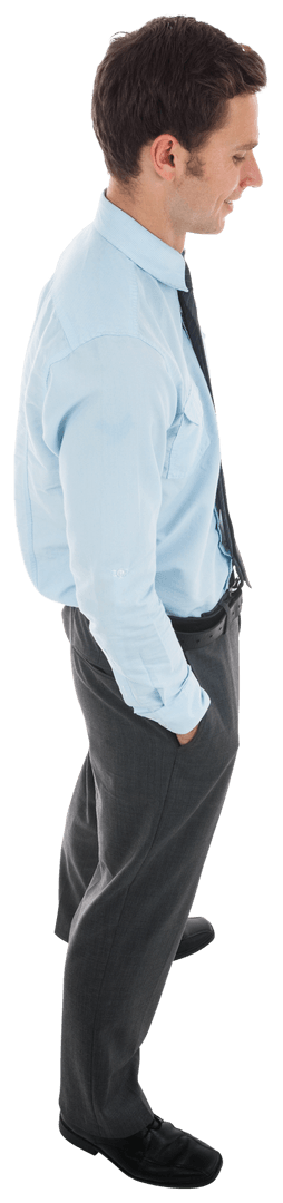 Transparent Jubilant Businessman Standing Confidently