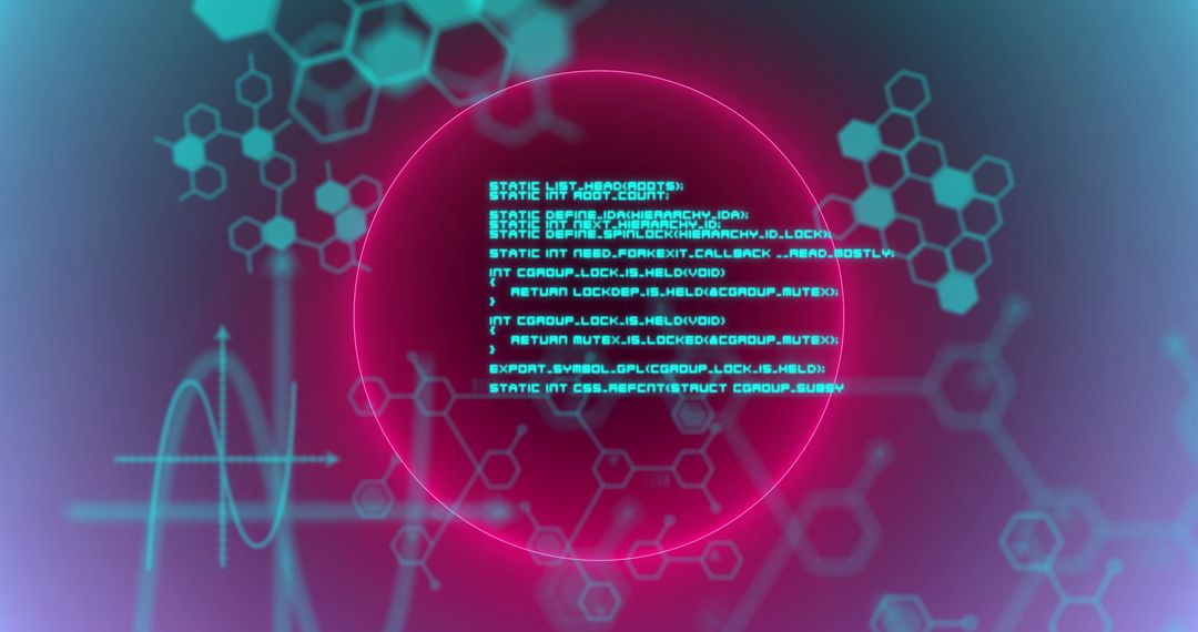 Neon Circles Over Scientific Data with Violet Background