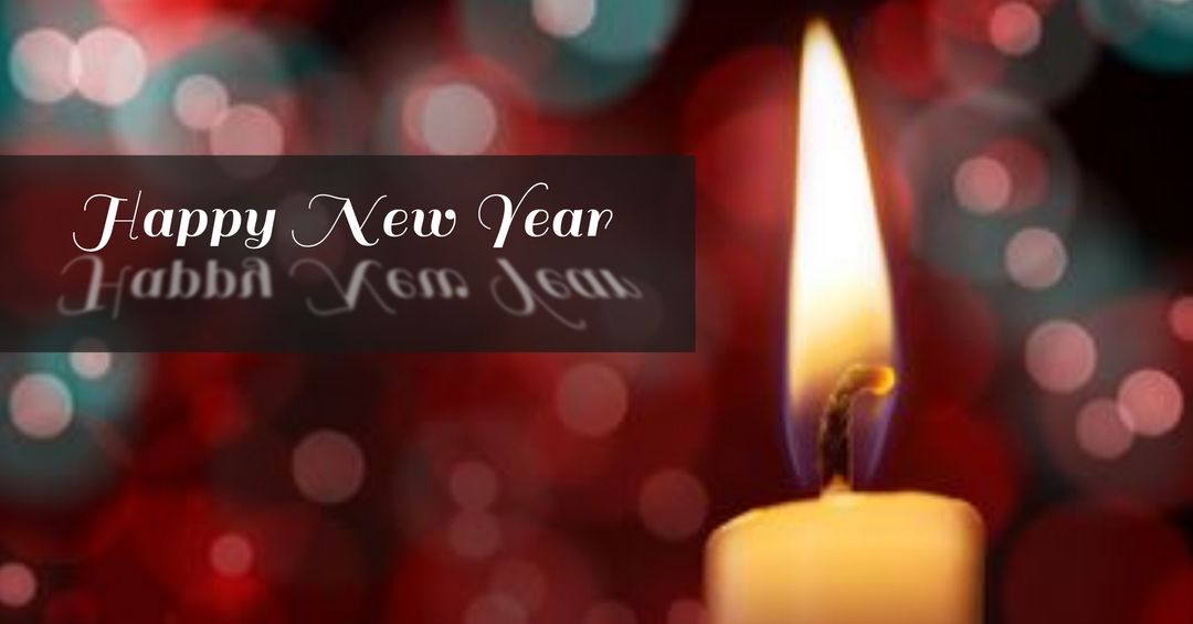 New Year Candle Glowing Amid Festive Bokeh Lights
