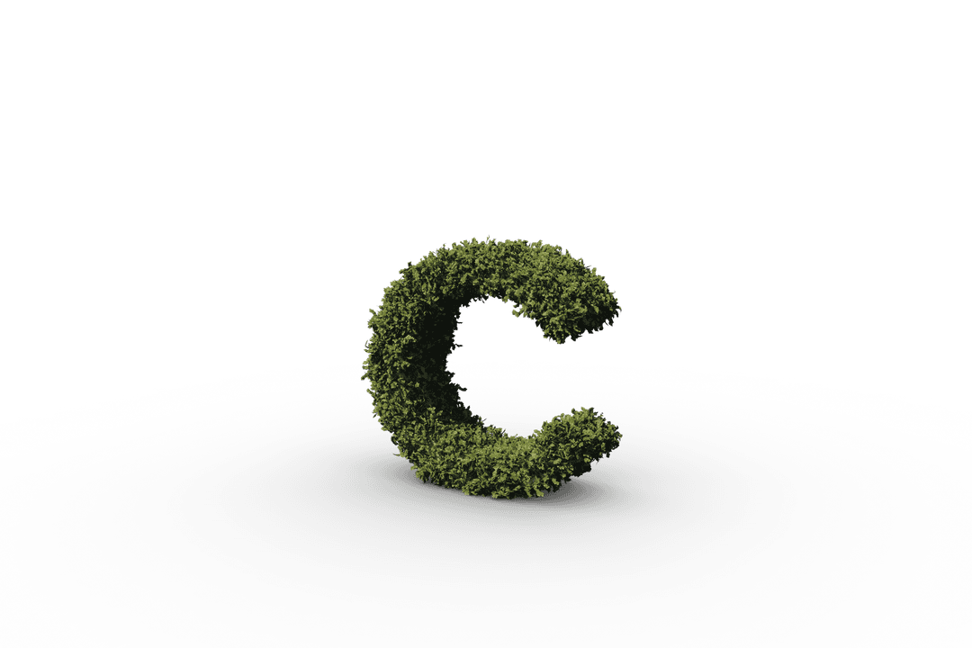 Transparent Letter C with Leafy Texture Promoting Eco-awareness