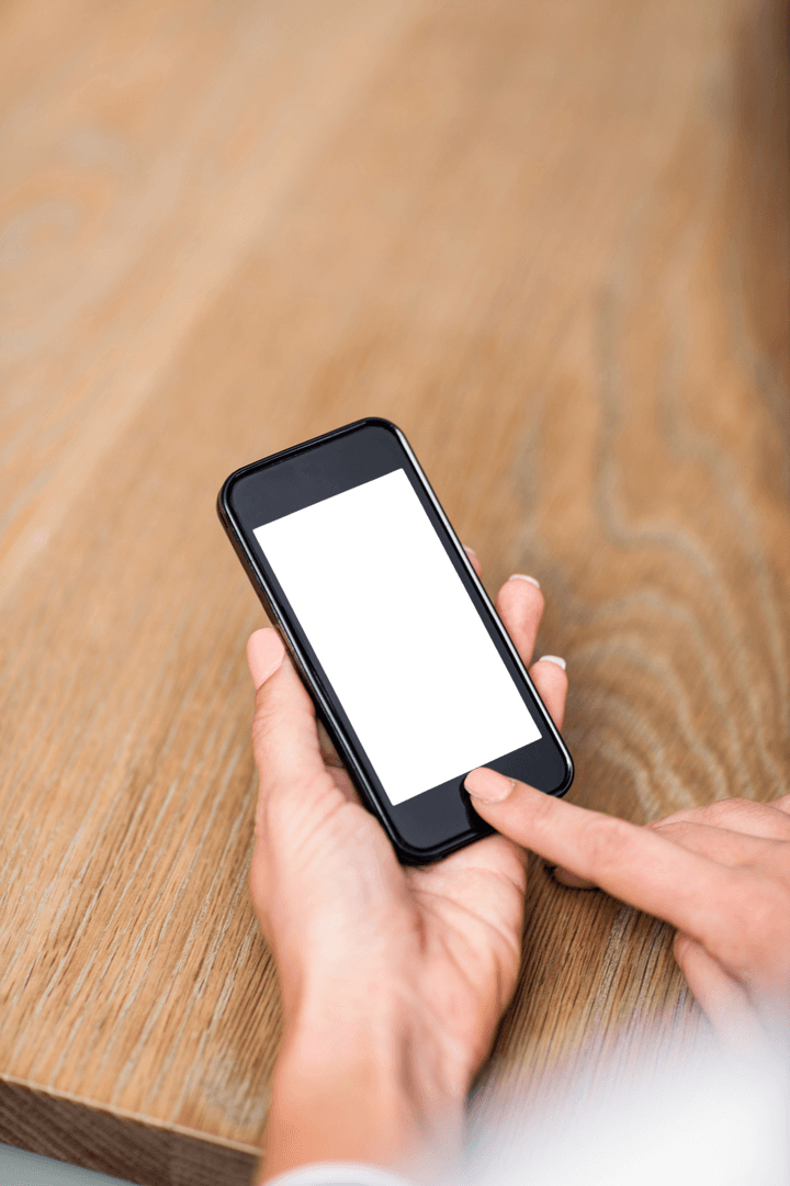 Transparent Smartphone in Hand with Blank Screen