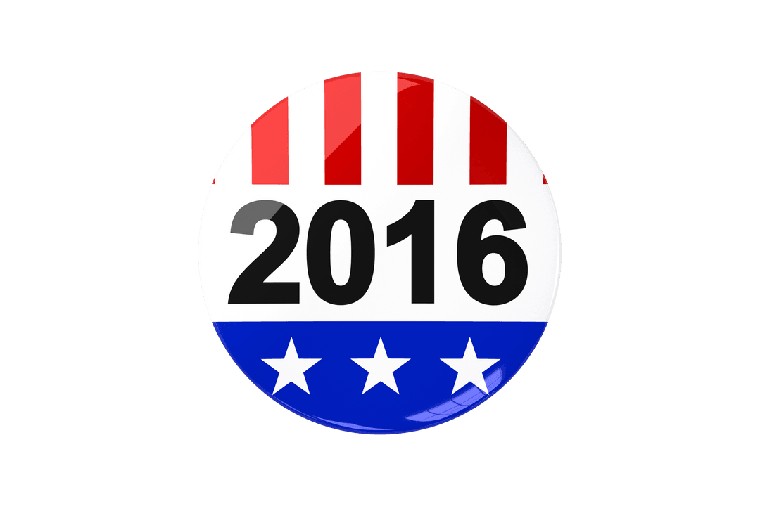 Transparent USA 2016 Button with Flag Colors and Stars