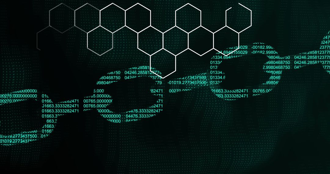 Futuristic Blockchain Network with Binary Code and Hexagonal Pattern