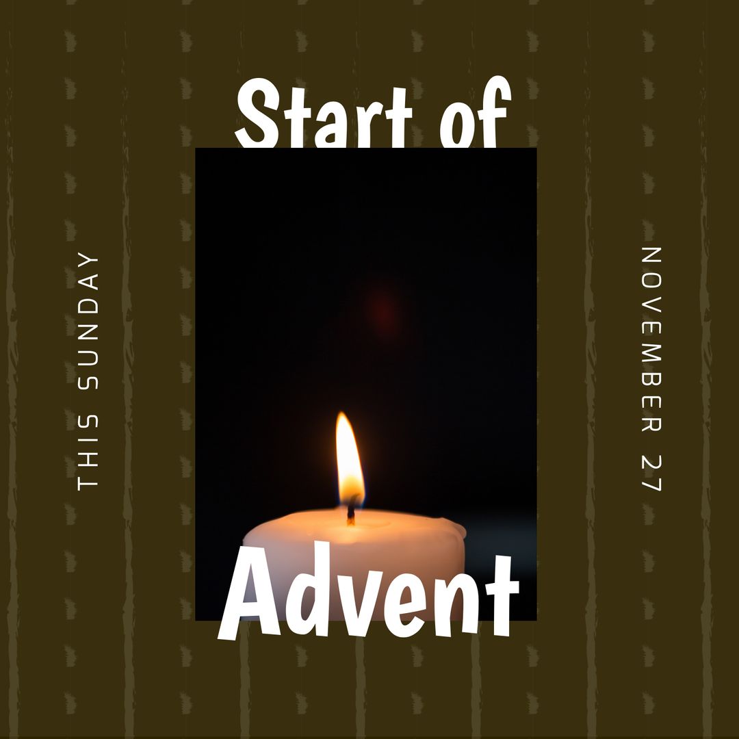 Lit Candle Signifying Start of Advent with Text Overlay - Download Free Stock Templates Pikwizard.com