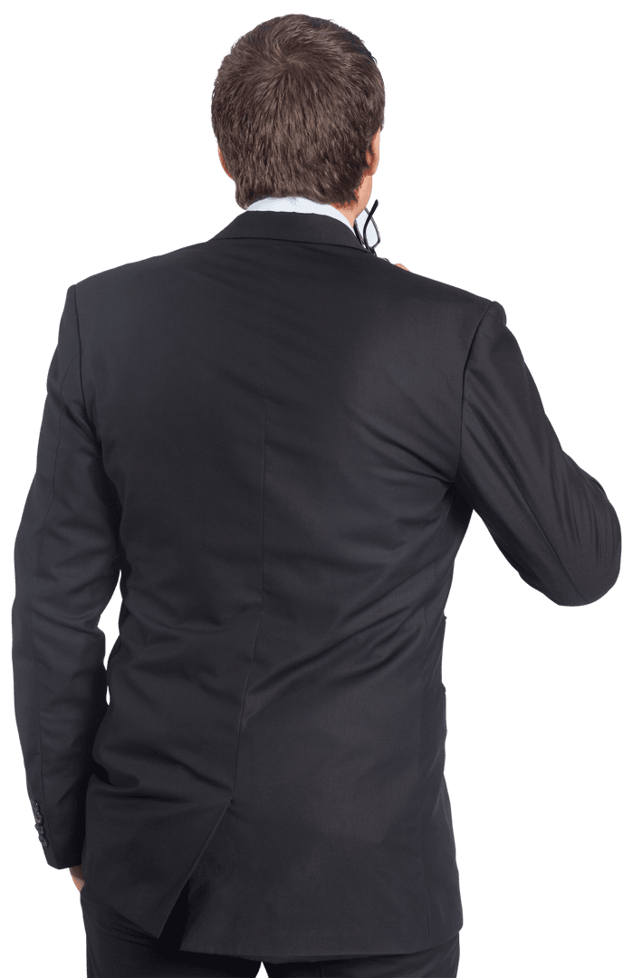 Transparent Businessman Standing Back View Corporate Attire
