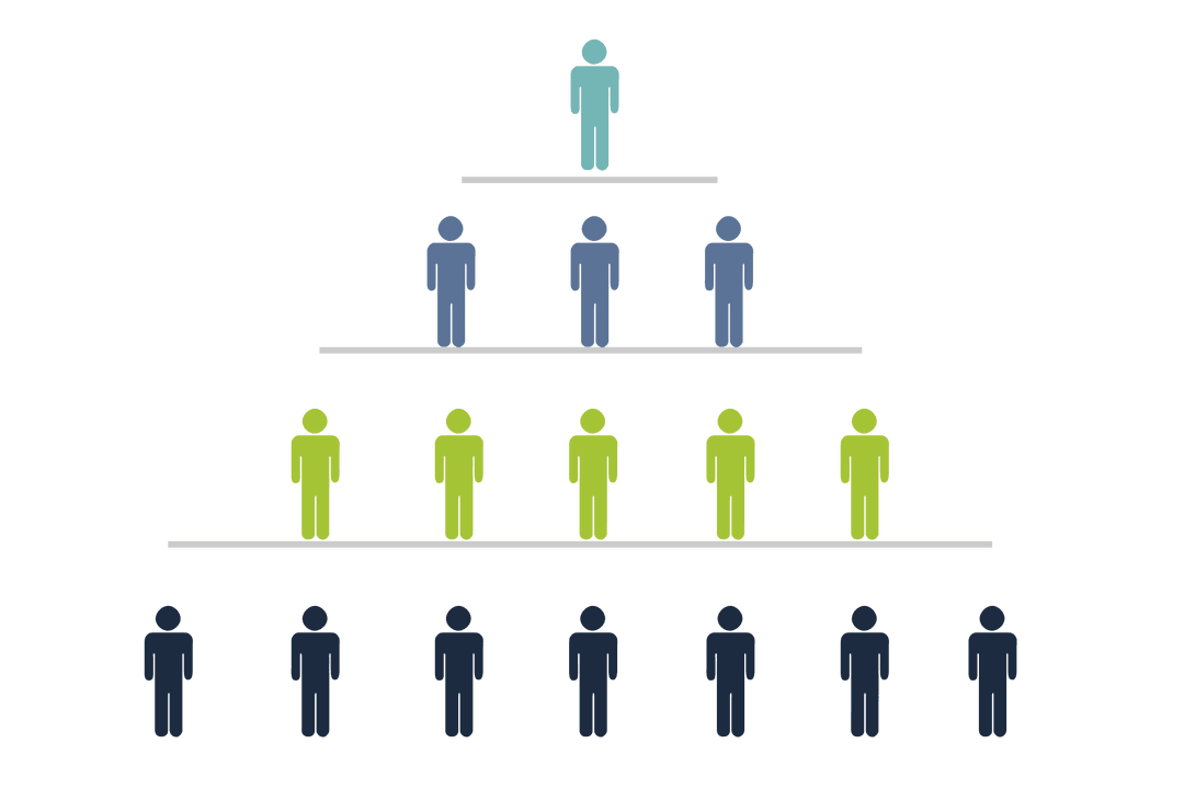 Transparent Organizational Hierarchy with Silhouetted Figures
