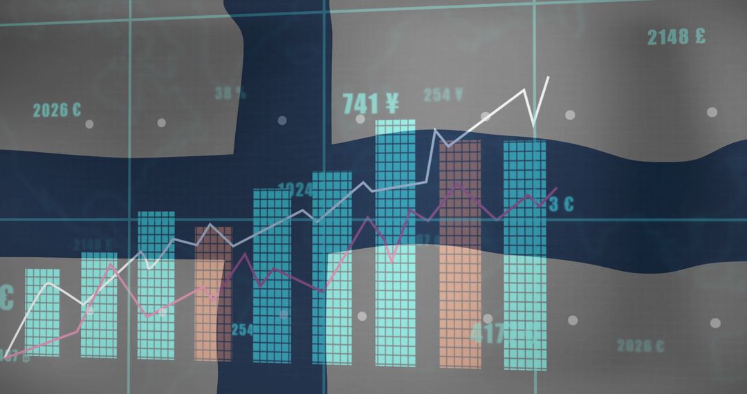 Financial Data Overlay with Finnish Flag and Currency Symbols