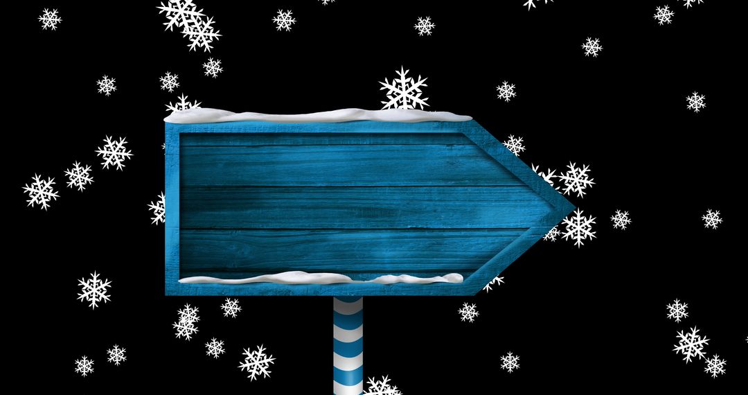 Rustic Wooden Sign With Falling Snowflakes Background