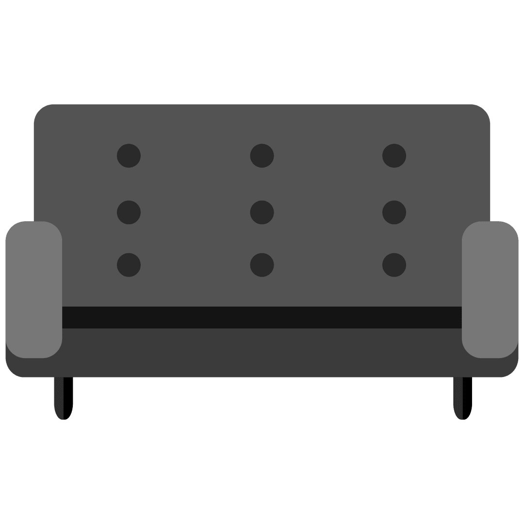 Simple Modern Two-Seater Sofa Design on Transparent Background