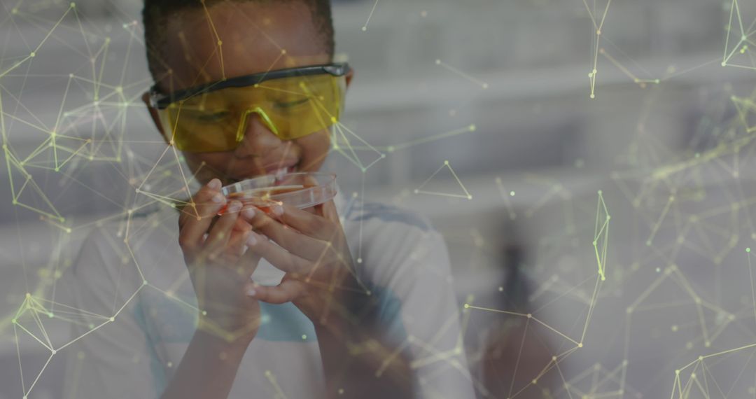 Young Student Exploring Science with Petri Dish