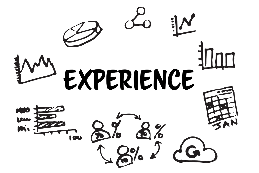 Transparent Chart Icons Around Experience Text