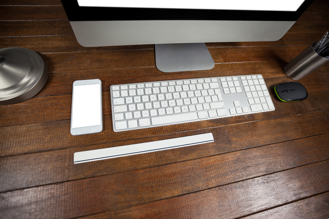 Transparent Workspace: Computer Away Style on Wooden Desk - Download Free Stock Images Pikwizard.com