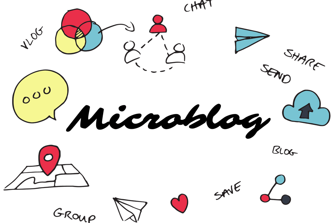 Microblogging Communication Icons on Transparent Background