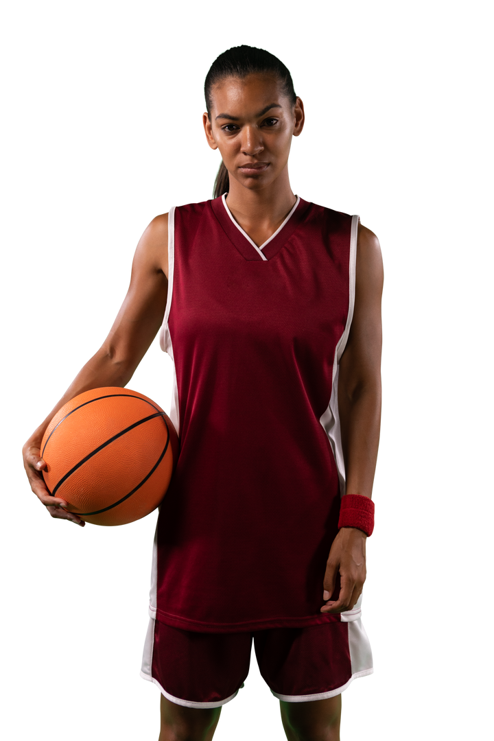 African American Female Basketball Player Holding Ball on Transparent Background - Download Free Stock Images Pikwizard.com