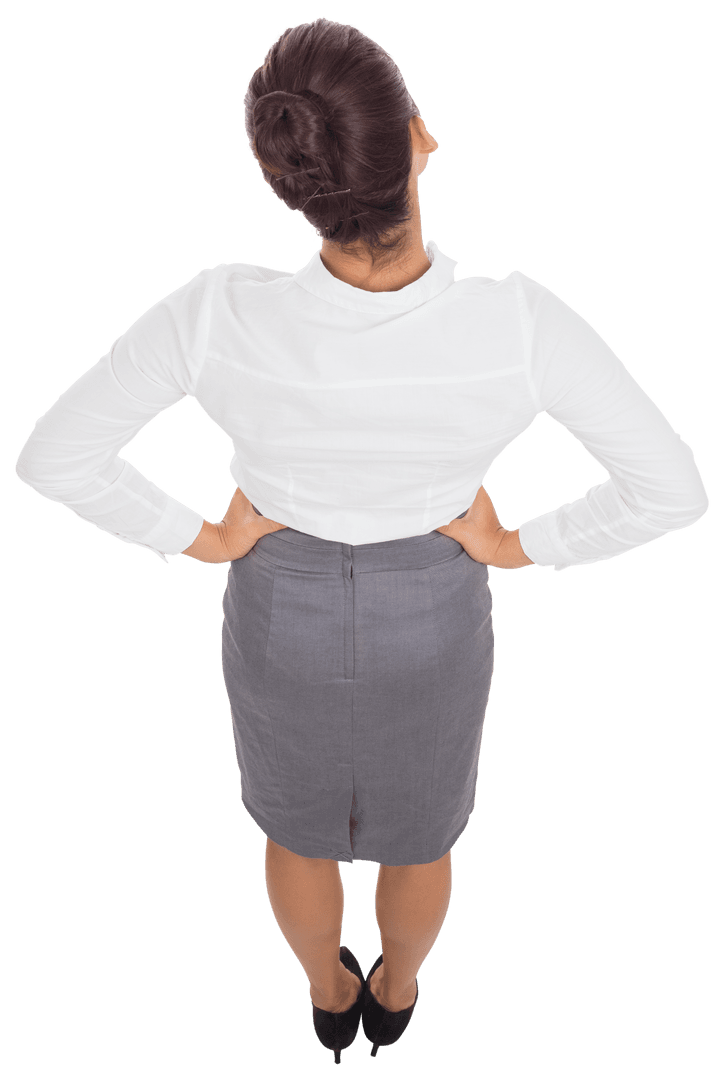 Businesswoman in Skirt Standing with Confidence Transparent Background