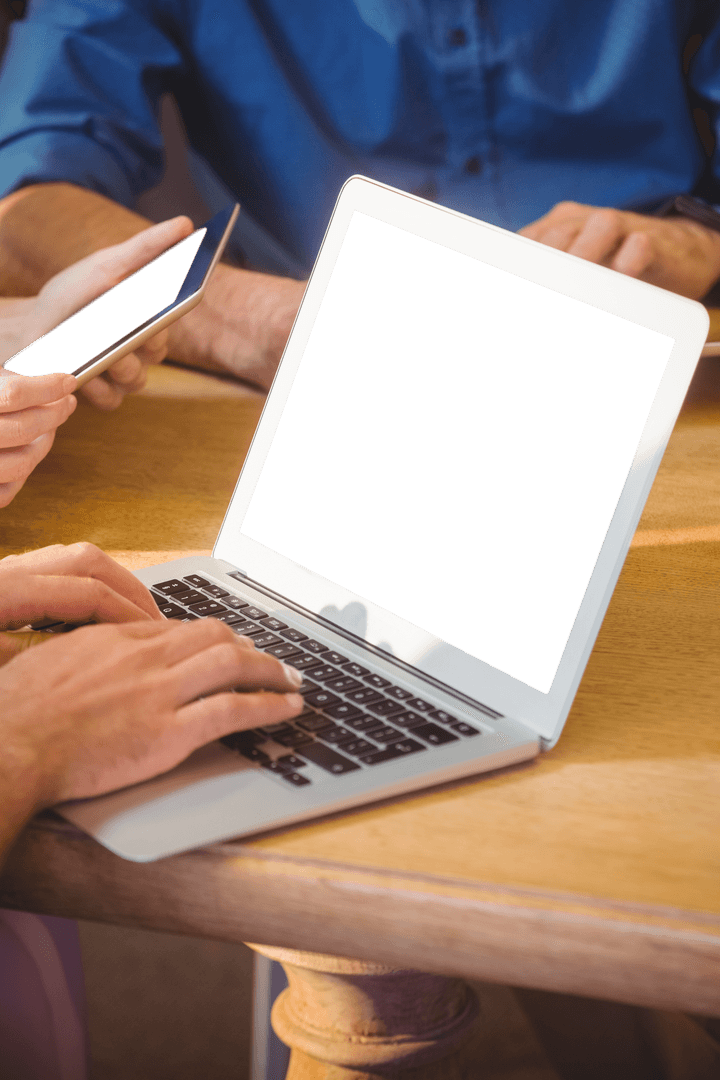 Transparent Laptop and Mobile Device in Office Setting