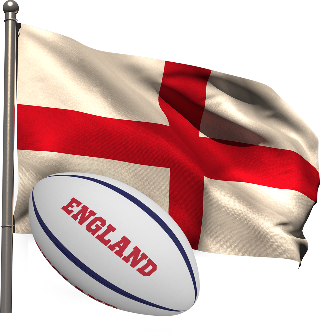 England Rugby Ball and English Flag on Transparent Background - Download Free Stock Images Pikwizard.com