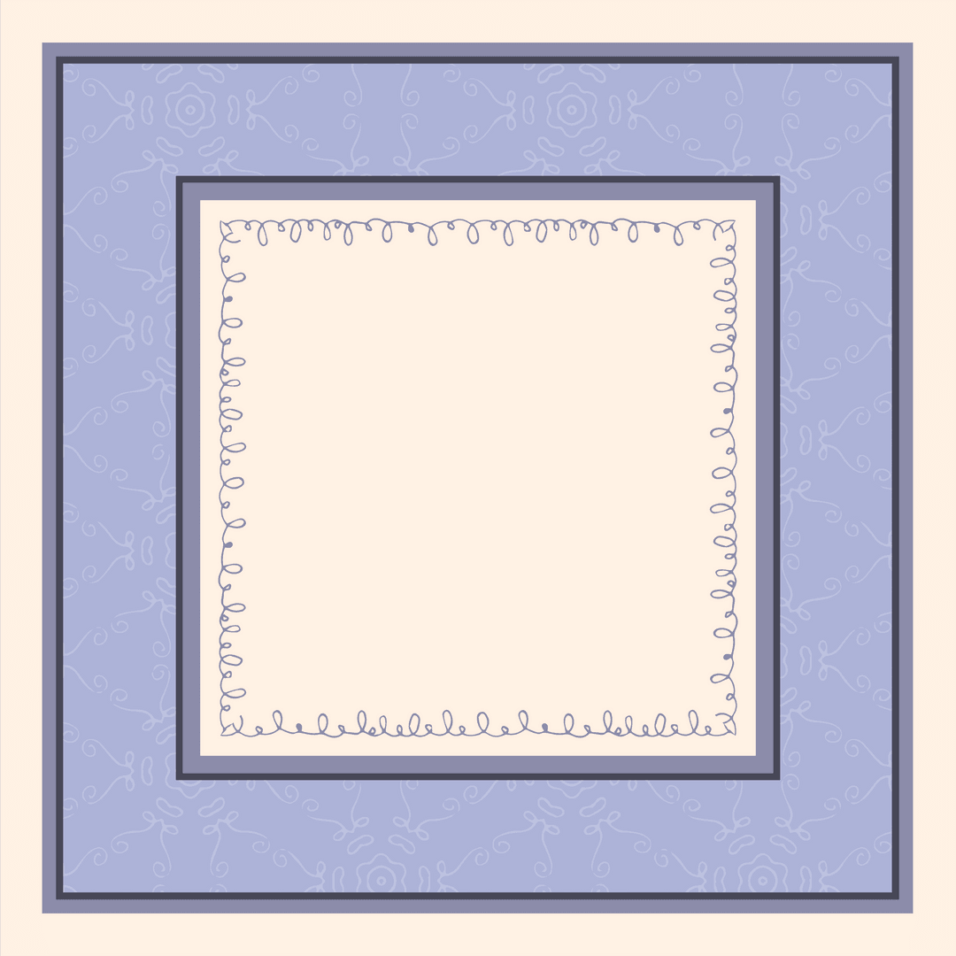 Blue Decorative Frame with Floral Pattern on Transparent Background
