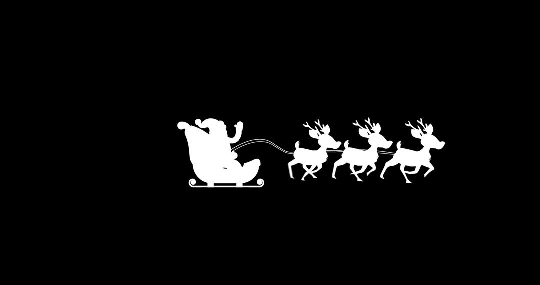 Santa Claus Silhouette Riding Reindeer Sleigh on Black Background - Free Images, Stock Photos and Pictures on Pikwizard.com