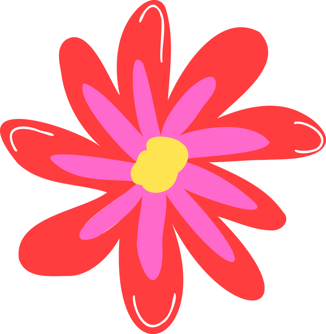 Minimalistic Abstract Floral Illustration on Transparent Background