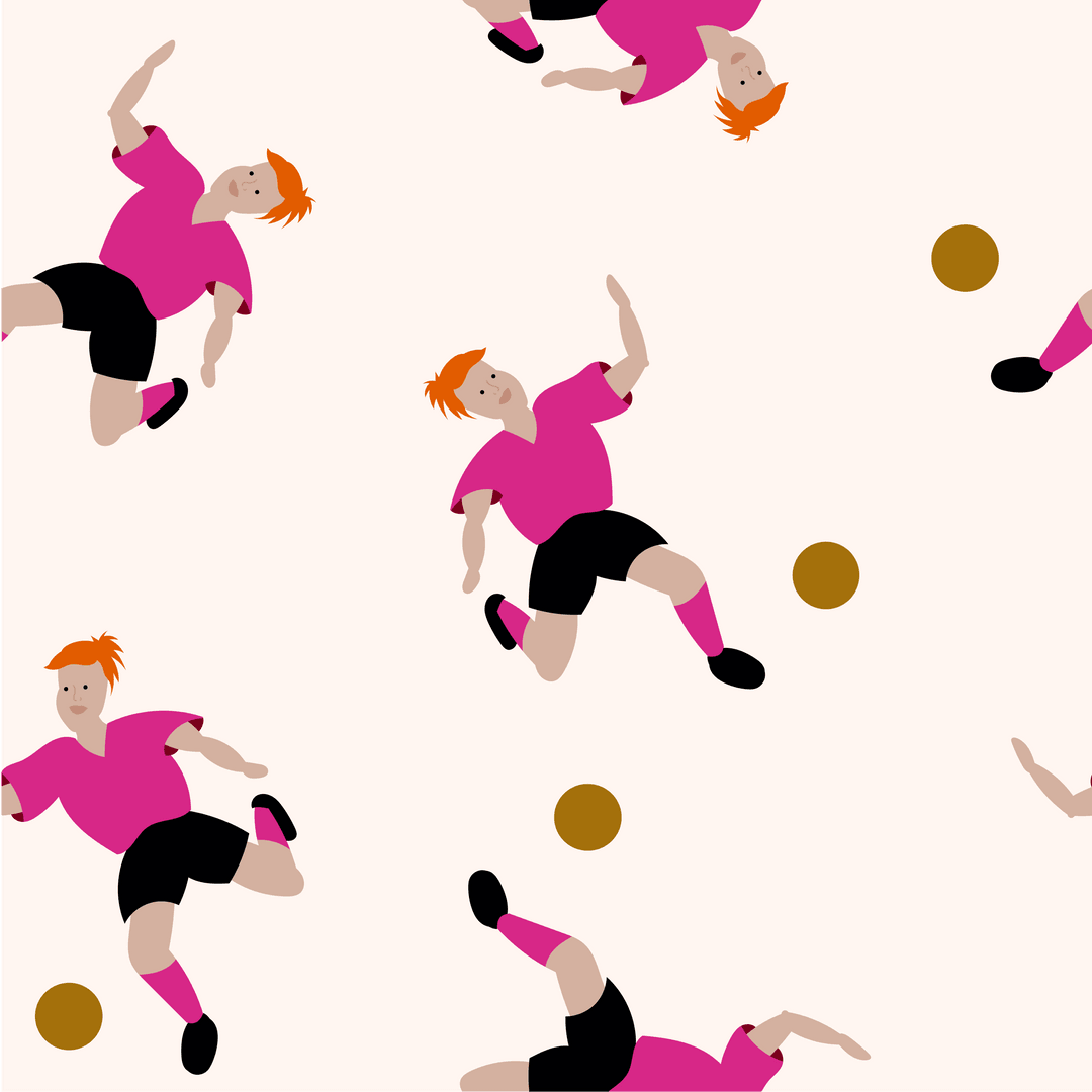 Seamless Soccer Player Vector Pattern on Transparent Background