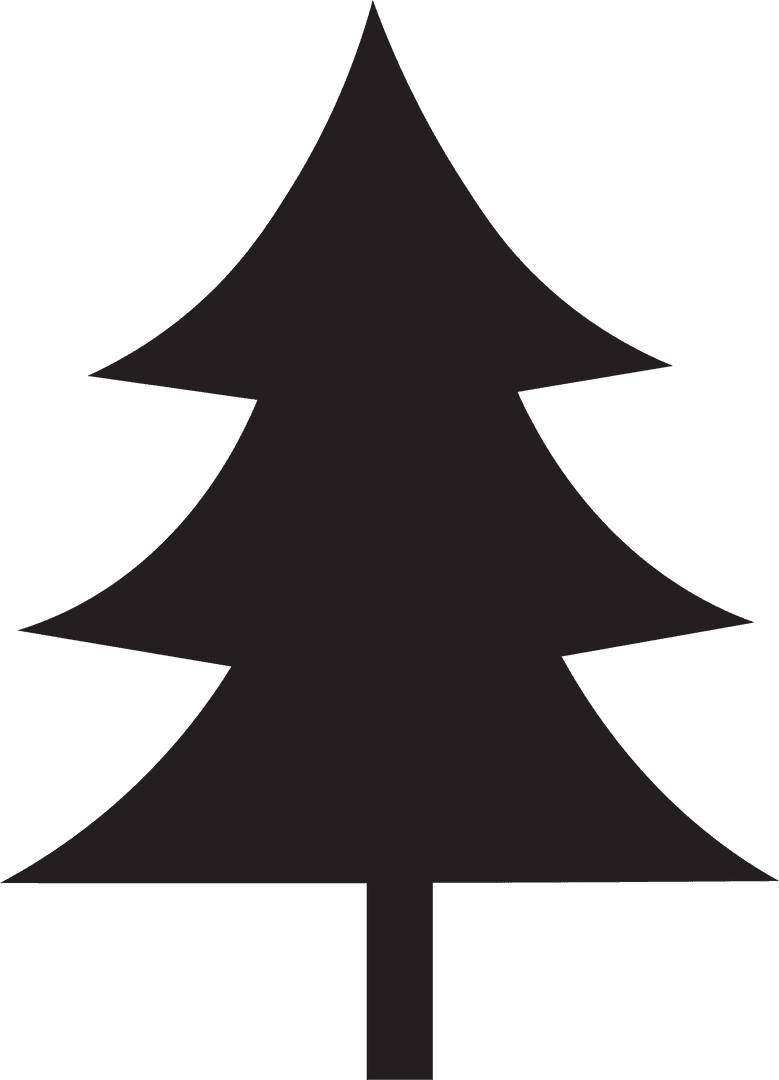 Black Silhouette of Tree Symbol on Transparent Background