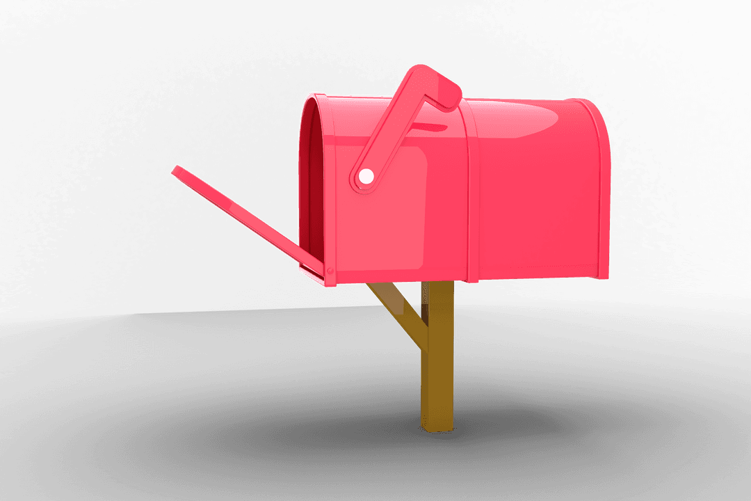 Pink Mailbox on Transparent Background for Communication Designs