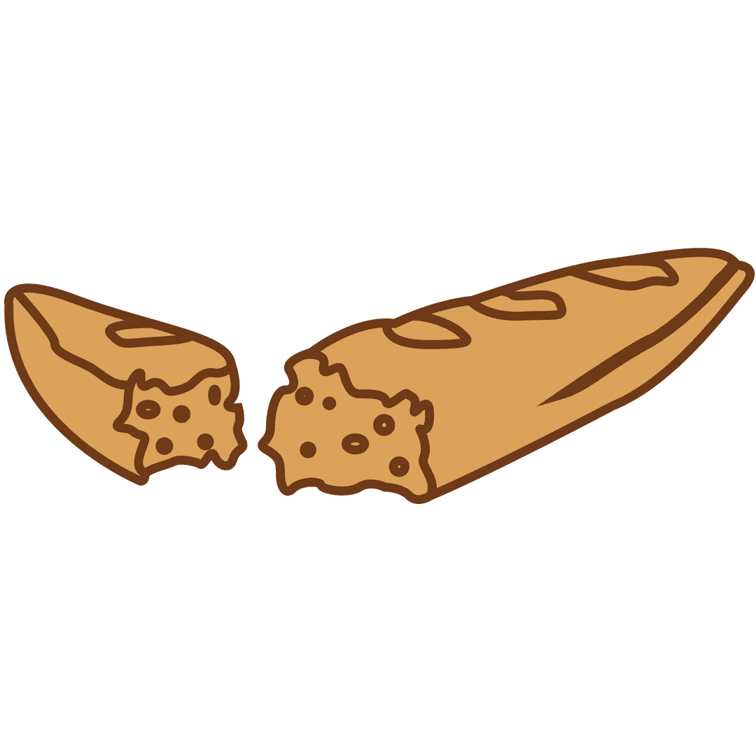 Transparent Broken Baguette Illustration Isolated on Brown Background