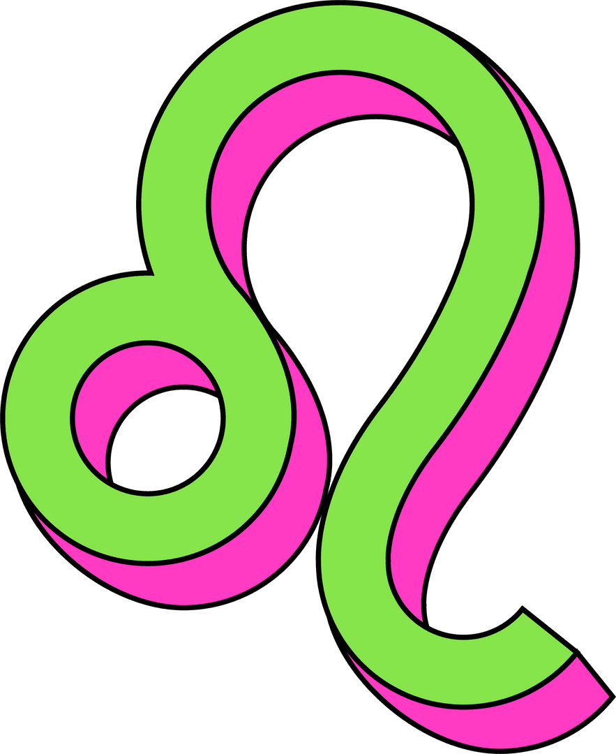 Neon Tubular Ribbon Loop on Transparent Background