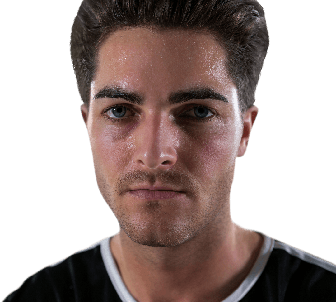 Serious Football Player Portrait with Transparent Background
